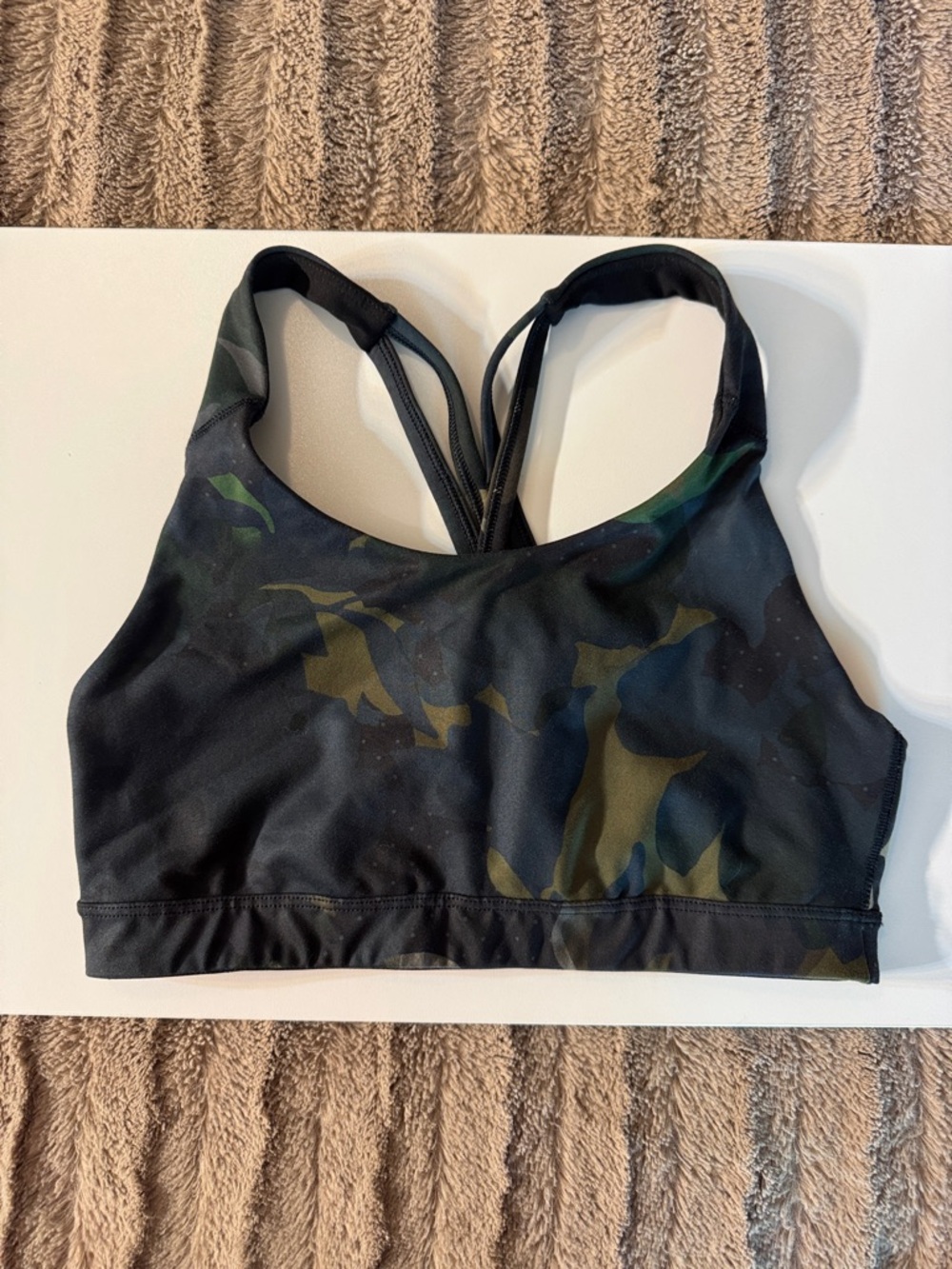 Old Navy Black and Green Camo Strappy Sports Bra